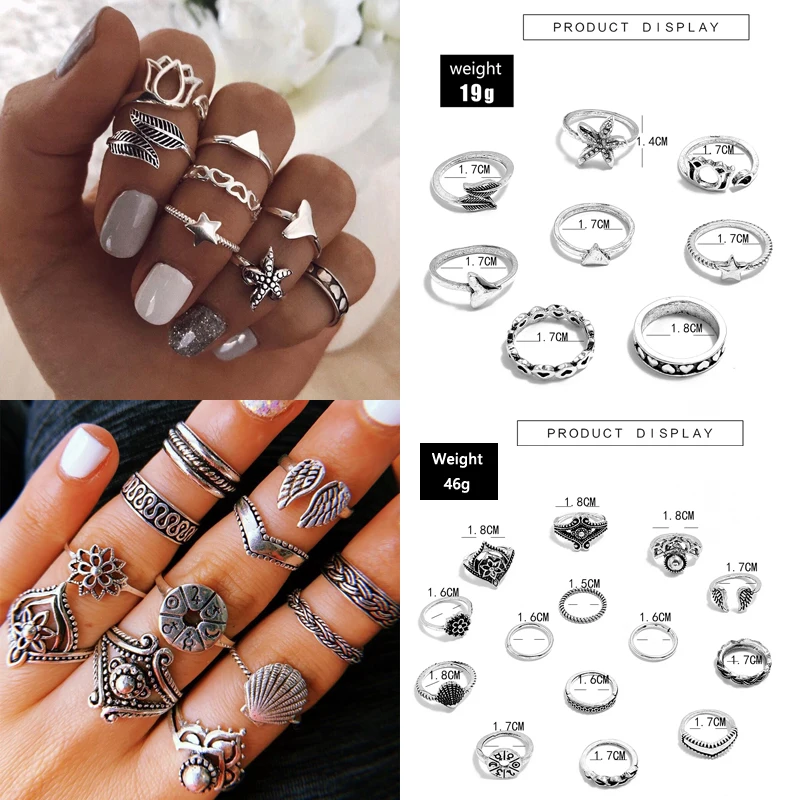 Кольцо женское docona 12 видов в стиле бохо с цветком волной полумесяцем звездой