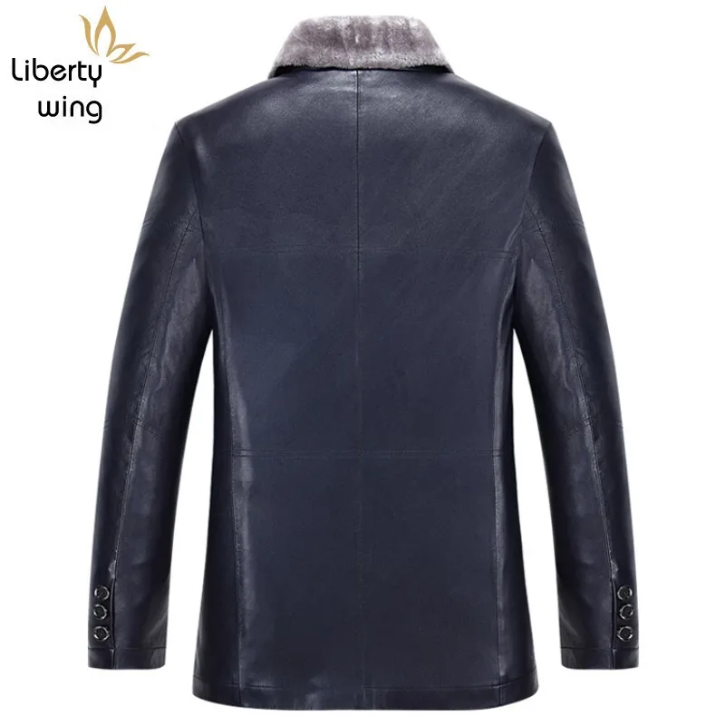 Winter New Fashion Mens Jackets Man Fur Lining Sheepskin Genuine Leather Jacket Warm Jaqueta Couro Masculino Size | Мужская одежда