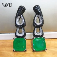 big emerald earrings sterling 925 silver created gemstone for women wedding anniversary party fine jewelry gift