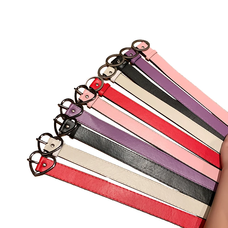 

Ремень с пряжкой в форме сердца женский, тонкий пояс в стиле панк, регулируемый, роскошный брендовый