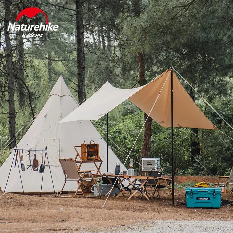 Preise Naturehike Baumwolle Hexagonal Markise Zelt Große Raum Wandern Camping Reisen Sun Shelter Baumwolle Baldachin Sonnencreme NH20TM005