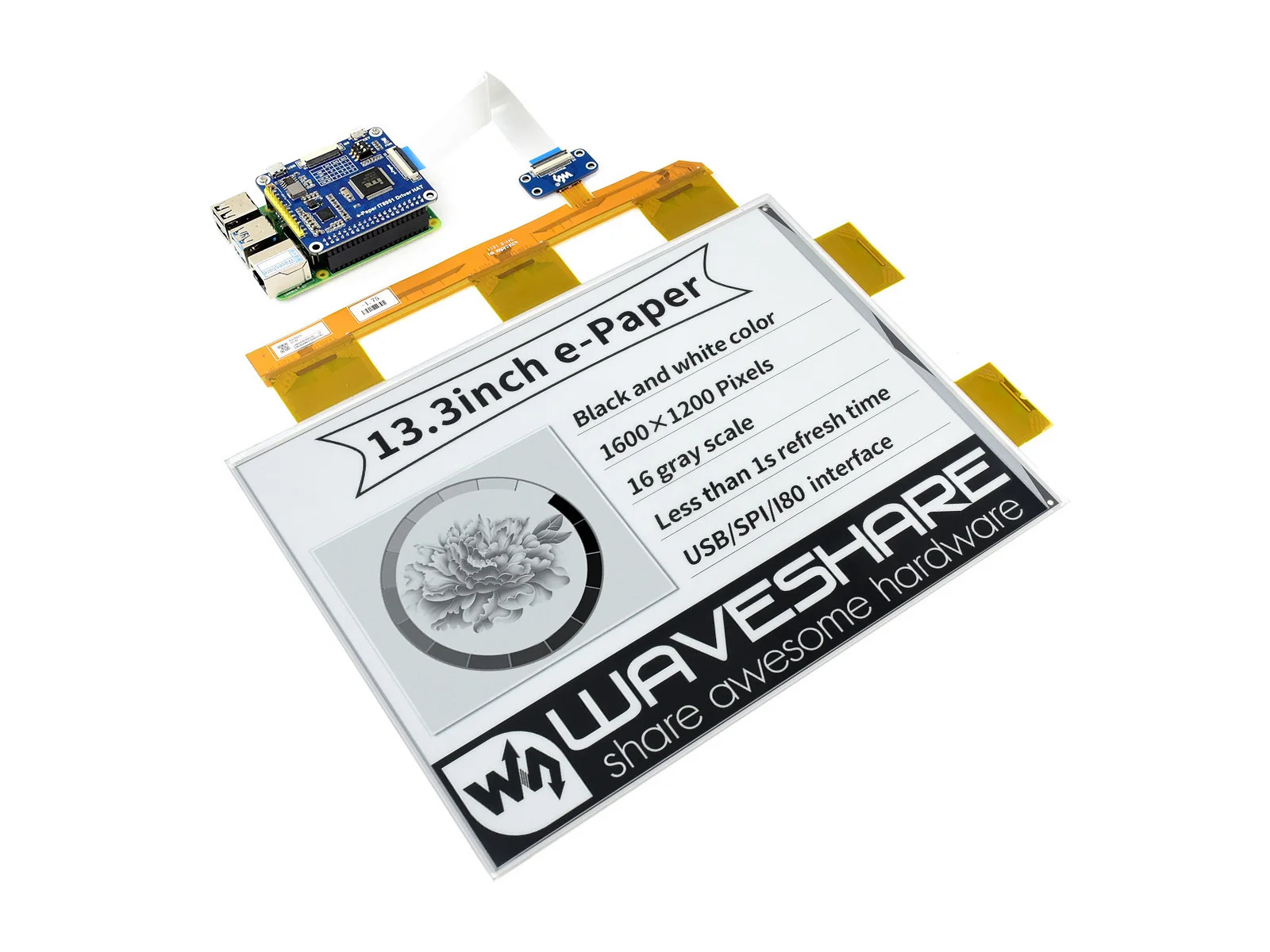 Online Waveshare 13,3 Zoll E-Papier E-Ink-Display HUT Für Raspberry Pi 1600*1200 Schwarz Weiß Farbe 16 Grau Waagen USB SPI I80 Interface