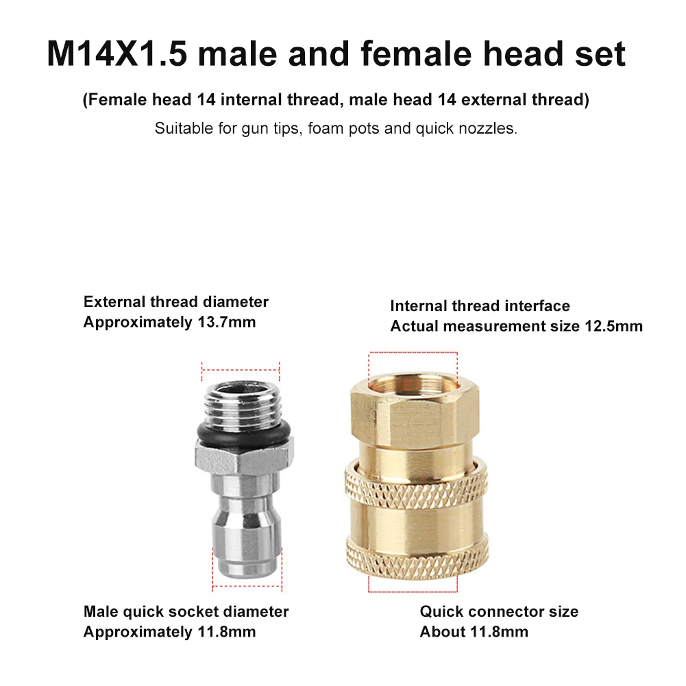 Car Washer Foam Lance Connector 1/4 inch Quick Connect Socket M14*1.5 Plug for 4000PSI High Pressure Water Gun Accessories | Автомобили и