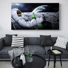 Постер с изображением астронавта на Луне пива, настенная Картина на холсте, картина для детской комнаты, домашний декор