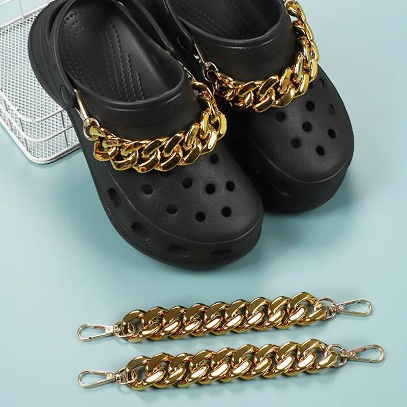 1 шт. подвески для обуви Croc золотая серебряная блестящая черная цепочка