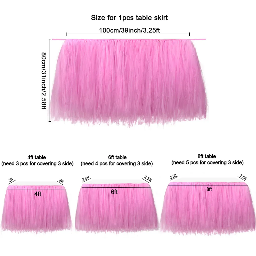 100*80cm Tutu Tulle Table Skirt Roll Tableware Cloth for Wedding Decoration Baby Birthday Party Skirting Home Decor | Дом и сад