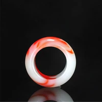 natural red white hetian jade ring chinese jadeite amulet fashion charm jewelry hand carved crafts gifts for women men
