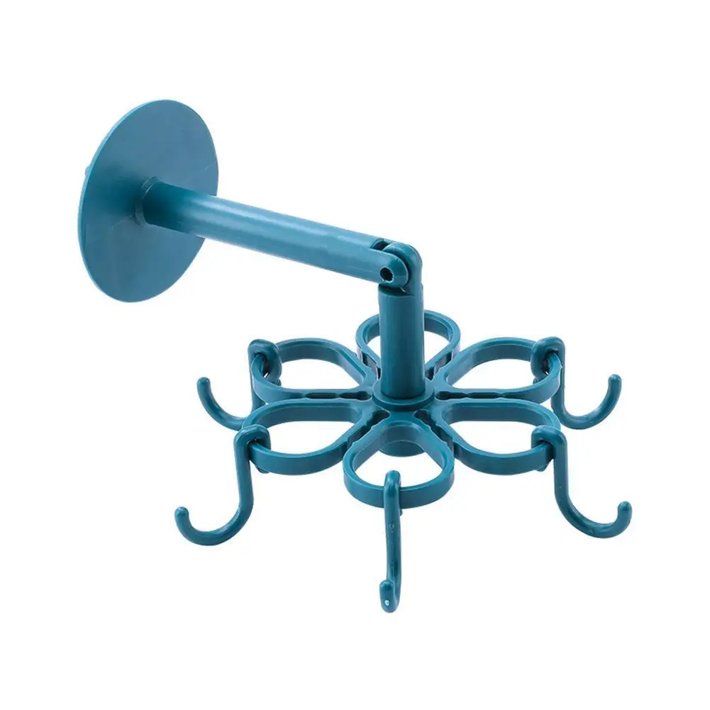 

Hole-free Wall Hanging 360-degree Rotating Hook Kitchen Storage Material Abs Rack Storage 6-claw Tool T1I7