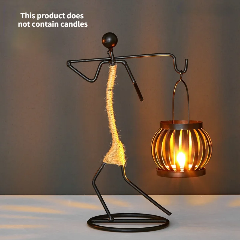 

Скандинавский металлический подсвечник, скульптура, домашний подсвечник ручной работы, фигурки, декор для спальни, сказочные огни, Рождест...