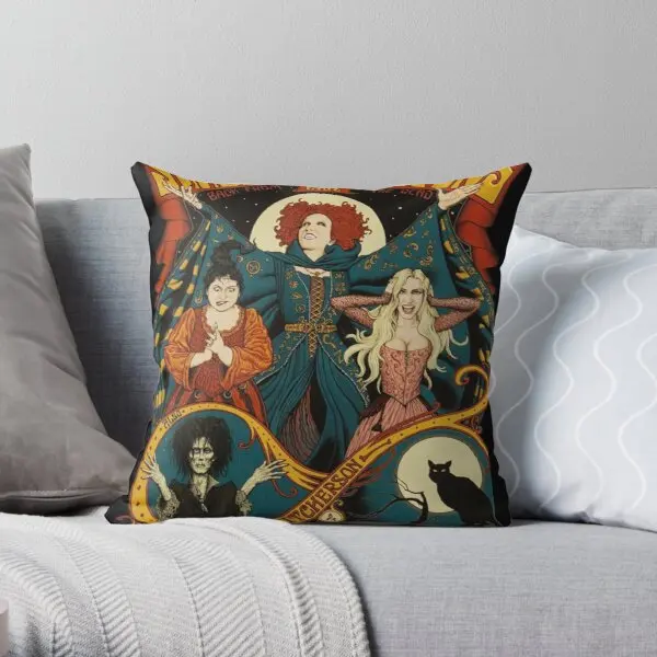 

Sanderson Sisters Halloween Printing Throw Pillow Cover Bed Throw Soft Wedding Square Fashion Comfort Pillows not include