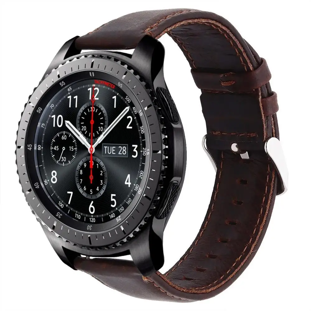 Ремешок из натуральной кожи для Galaxy Watch 46 мм быстросъемный браслет Active Gear S3 20 22