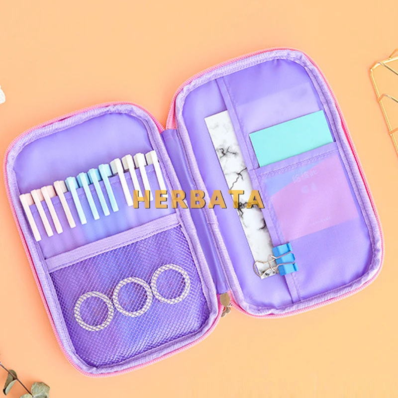 Кожаный чехол для карандашей девочек большая сумка хранения креативная паспорта