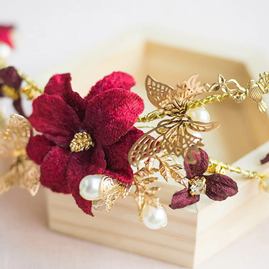 Headbands For Women Shiny Crystal Pearl Hairband Gold Silver Branches Floral Head Band Wedding Bride Tiara Crown Hair Jewelry#p5 |