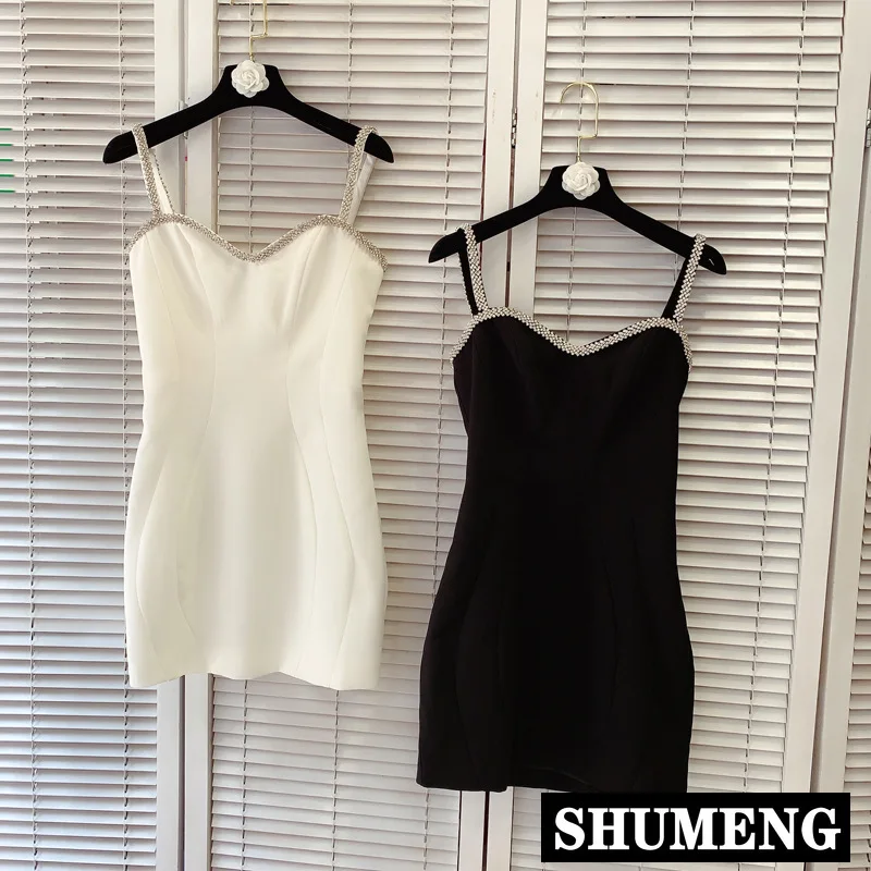 Хай стрит Сезон весна лето Новые женские пикантное мини платье стразы бусы без