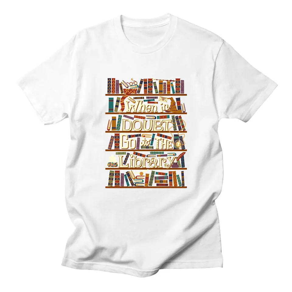 white Женская футболка с надписью «Go To The Library», летняя, дизайнерская, с коротким рукавом, повседневная, удобная, дышащая, графическая, женская футболка размера плюс XL - Цвет: white