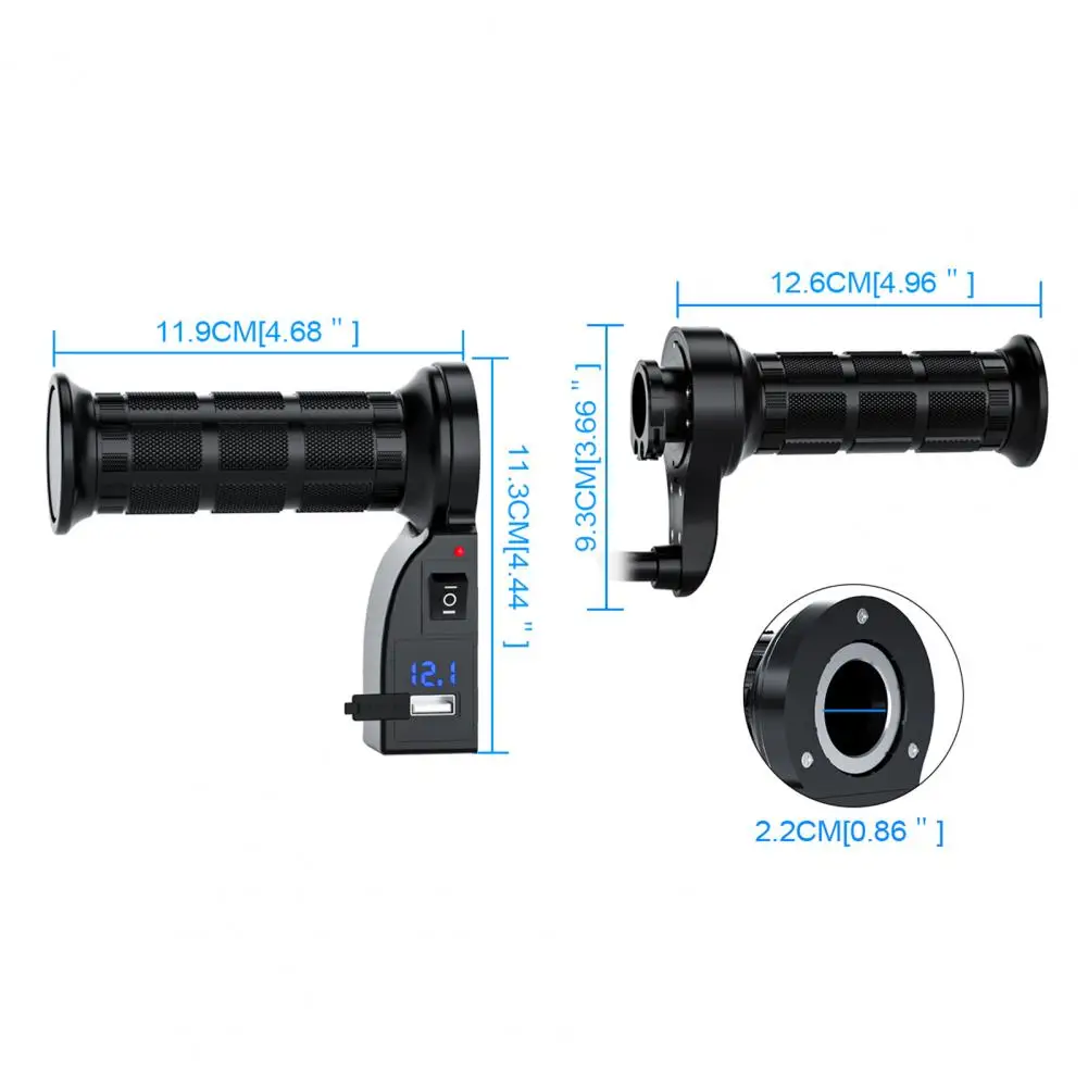 

85% Hot Sales!!! 1 Pair 12V Motorcycle Digital Display Electric Heated Handlebars with Switch