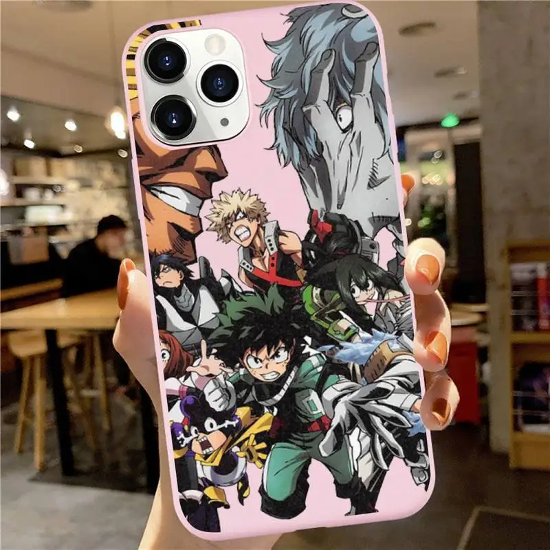 

Hero Academia hot anime manga luxury mobile Phone Case coque Candy Color for iPhone 6 7 8 11 12 s mini pro X XS XR MAX Plus