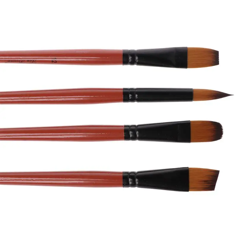 

6 Pack Nylon Brush Brown Rod Watercolor Brush Set Four Peaks Optional Watercolor Oil Painting Brush Writing Brush 203B