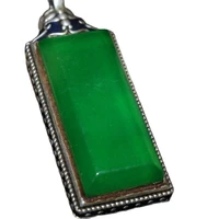 china old tibetan silver inlaid green jade pendant
