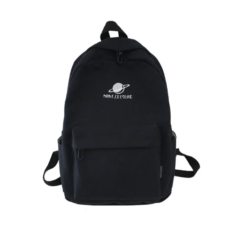 

Однотонный холщовый рюкзак с планетами для девочек-подростков, школьные ранцы для колледжа, женская школьная сумка для старших классов, чер...