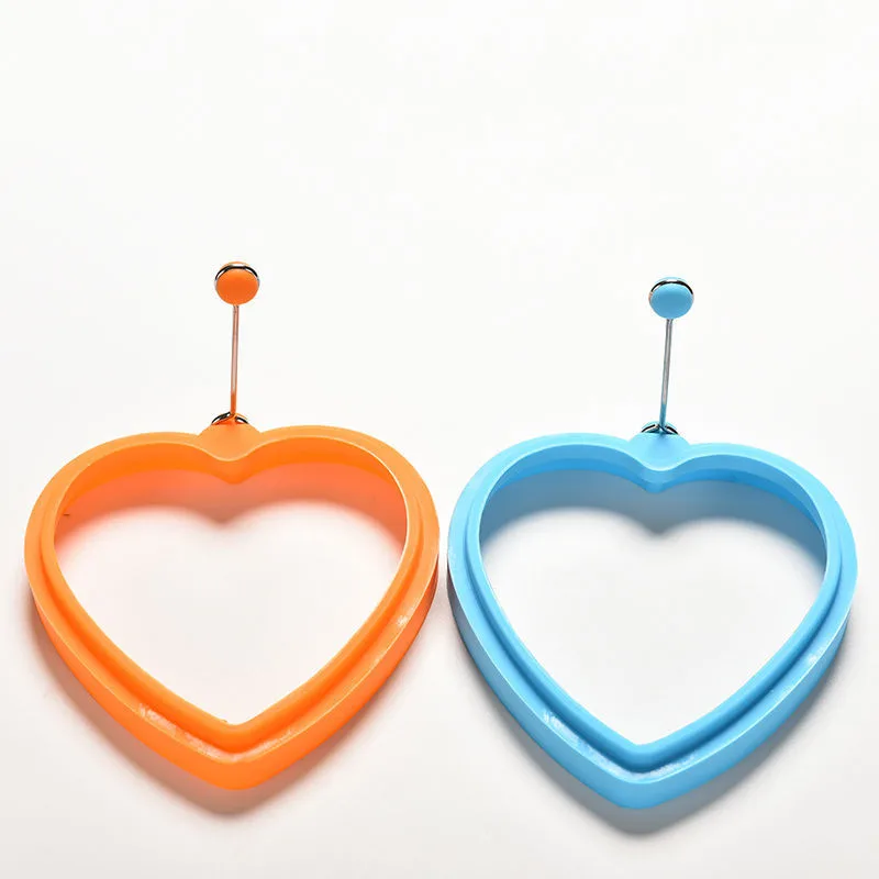 Силиконовая форма для жареных яиц в форме сердца с ручками, не прилипающая к сковороде, для готовки омлетов и блинчиков - кухонный инструмент.