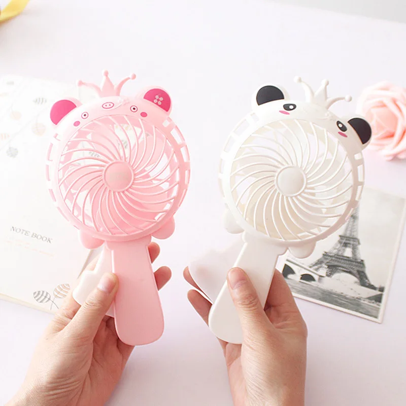 

NEW 2 Pcs Mini Fan Handheld Press Type Cute Cartoon Portable for Children Kids Gift