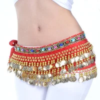 228 coins fancy rhinestone womens belly dance waist chain costume hip scarf with sequins wrap skirt music festival clothing