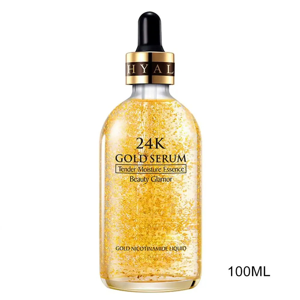 100 ML 24 К золото напряженная увлажняющая эссенция чистая Гиалуроновая кислота Сыворотка против морщин золото никотиamжидкая эссенция для ухода за кожей - Вес нетто: 100 ML