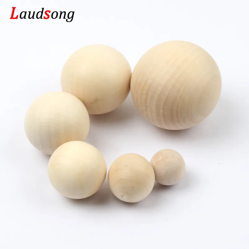 

DIY No Hole Natural Ball Round Spacer Wood Beads Eco-Friendly Lead-Free Natural Color Wooden Beads For Jewelry Making 10-50mm