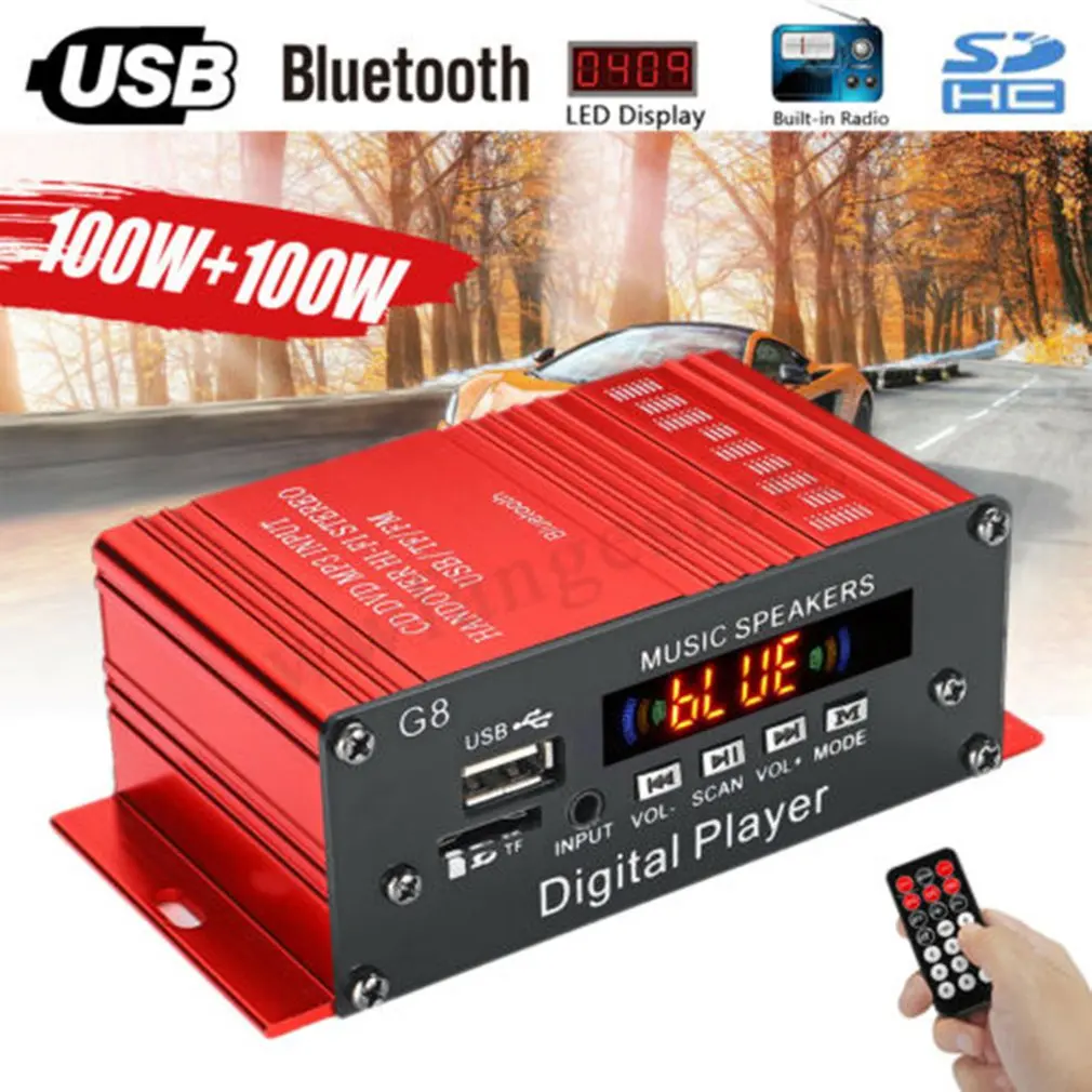 HIFI беспроводной автомобильный усилитель канала 200 Вт сабвуфер 2CH аудио стерео 12 В