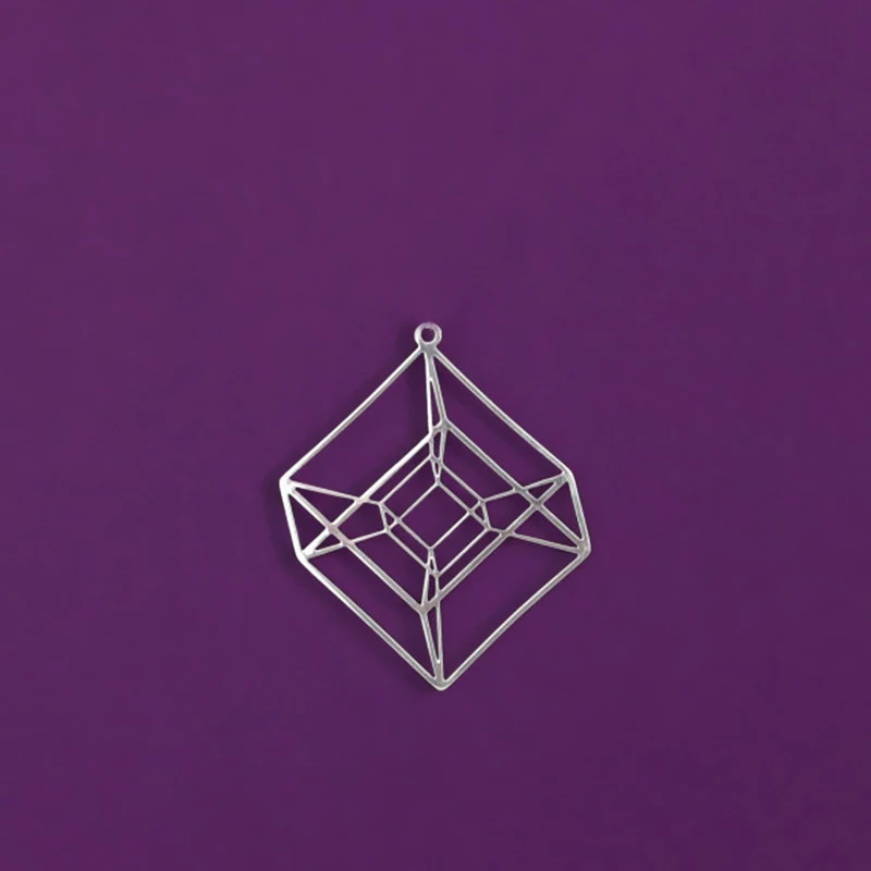 Цепочка Hypercube с золотым/серебряным покрытием геометрическое ожерелье