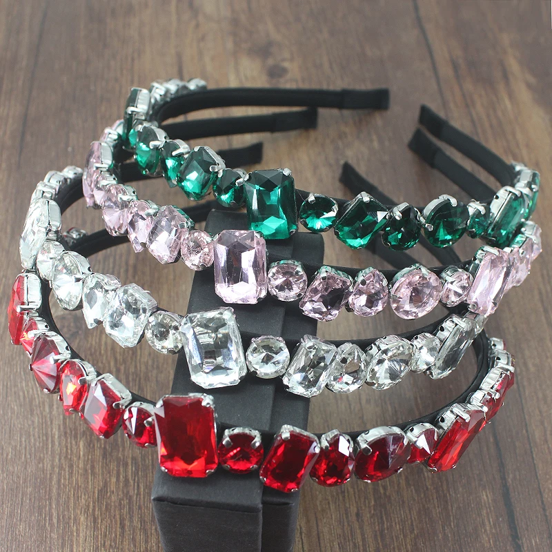 Модный женский ободок в стиле барокко с разноцветными кристаллами Женская