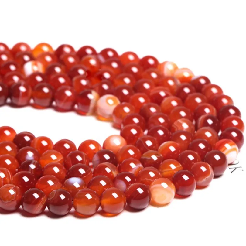 Красный полосатый оникс Агаты натуральный камень круглые свободные бусины для