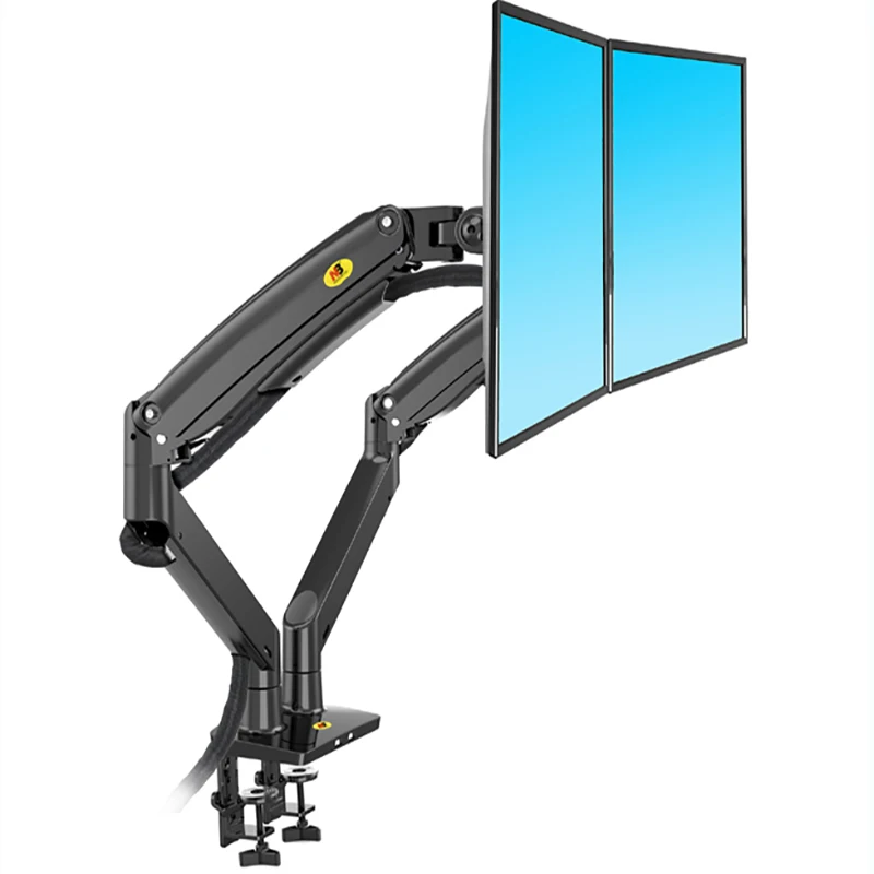 New NB F195A Aluminum 22-32 inch Dual LCD LED Monitor Mount Gas Spring Arm Full Motion Monitor Holder Support Load 3-12kgs each images - 6