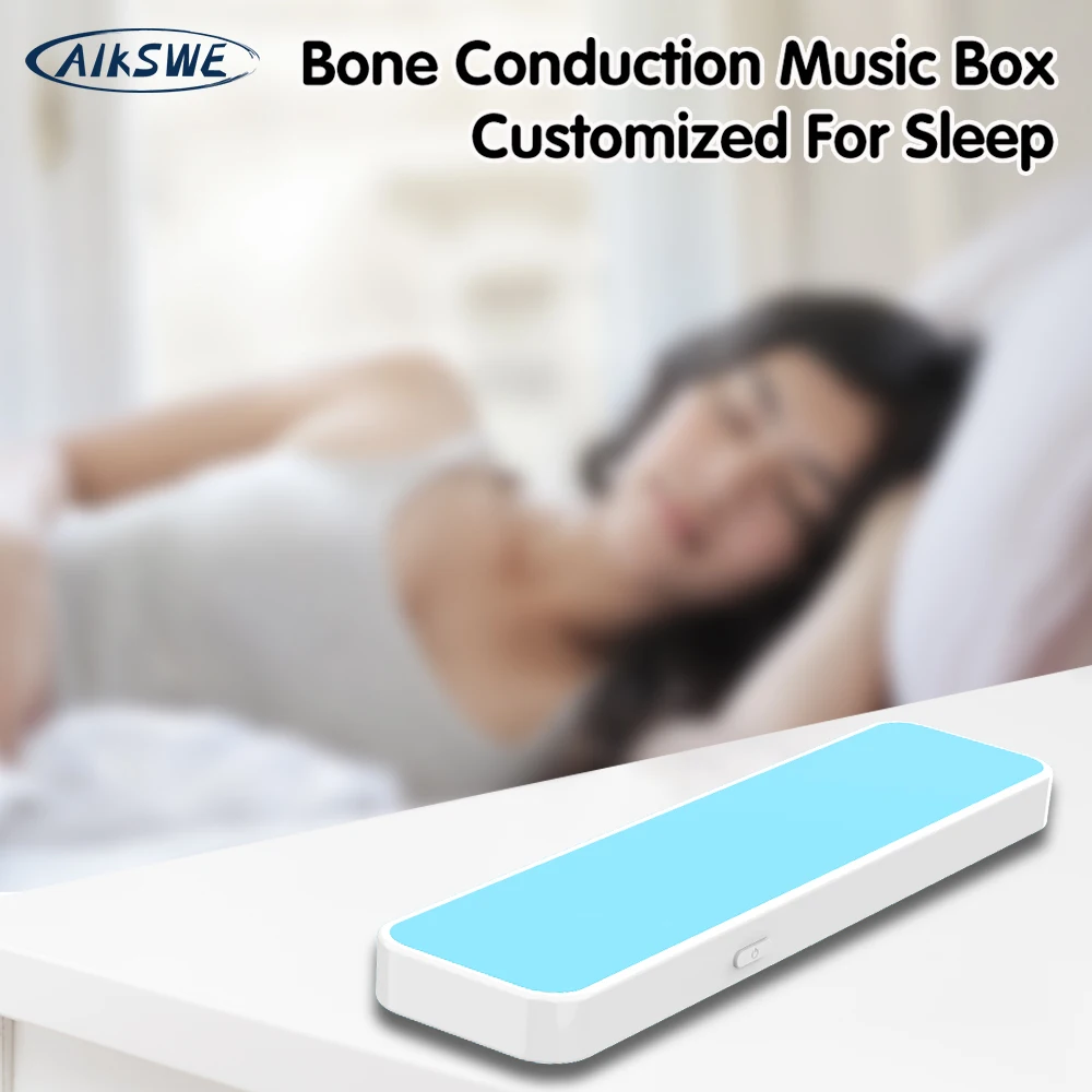 AIKSWE Bone Conduction Bluetooth Music Box Wireless Portable Speaker Stereo Bass Under Pillow Improve Sleep For TikTok Facebook