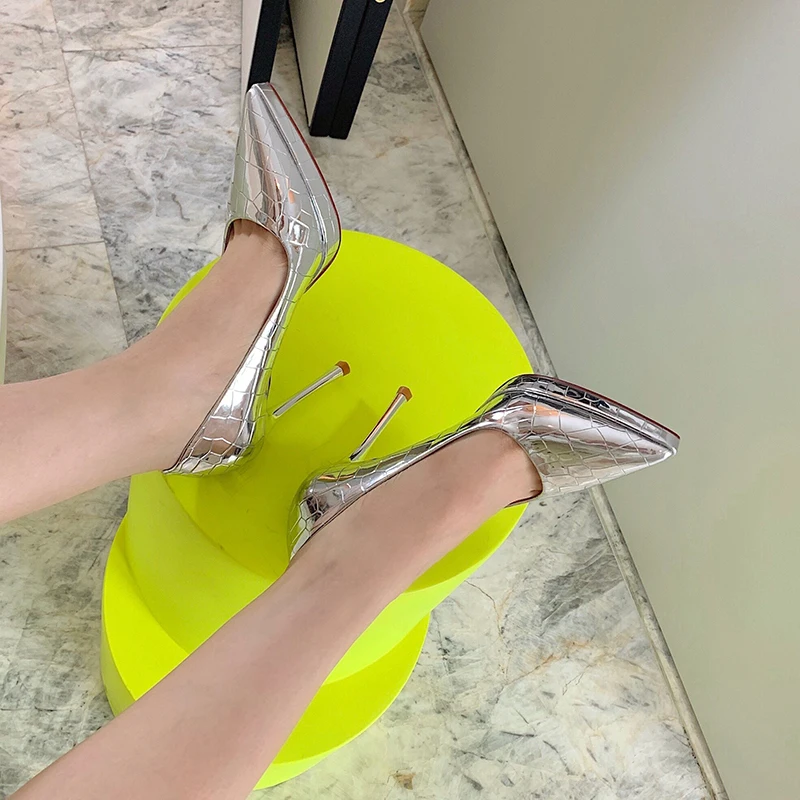 NIUFUNI Pointed Stiletto High Heels Stone Pattern Slip-On Women's Shoes 2021 Fashion Sexy Party Shoes Women's Autumn Shoes Pumps
