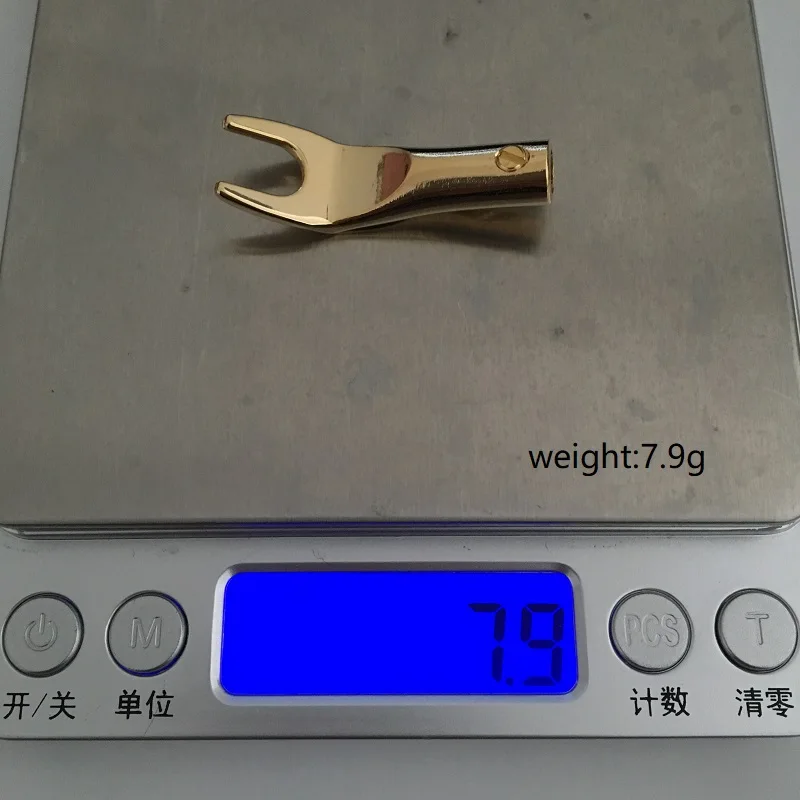 50 шт./лот позолоченный Банановый провод свечей соединители Вилка Лопата спикер