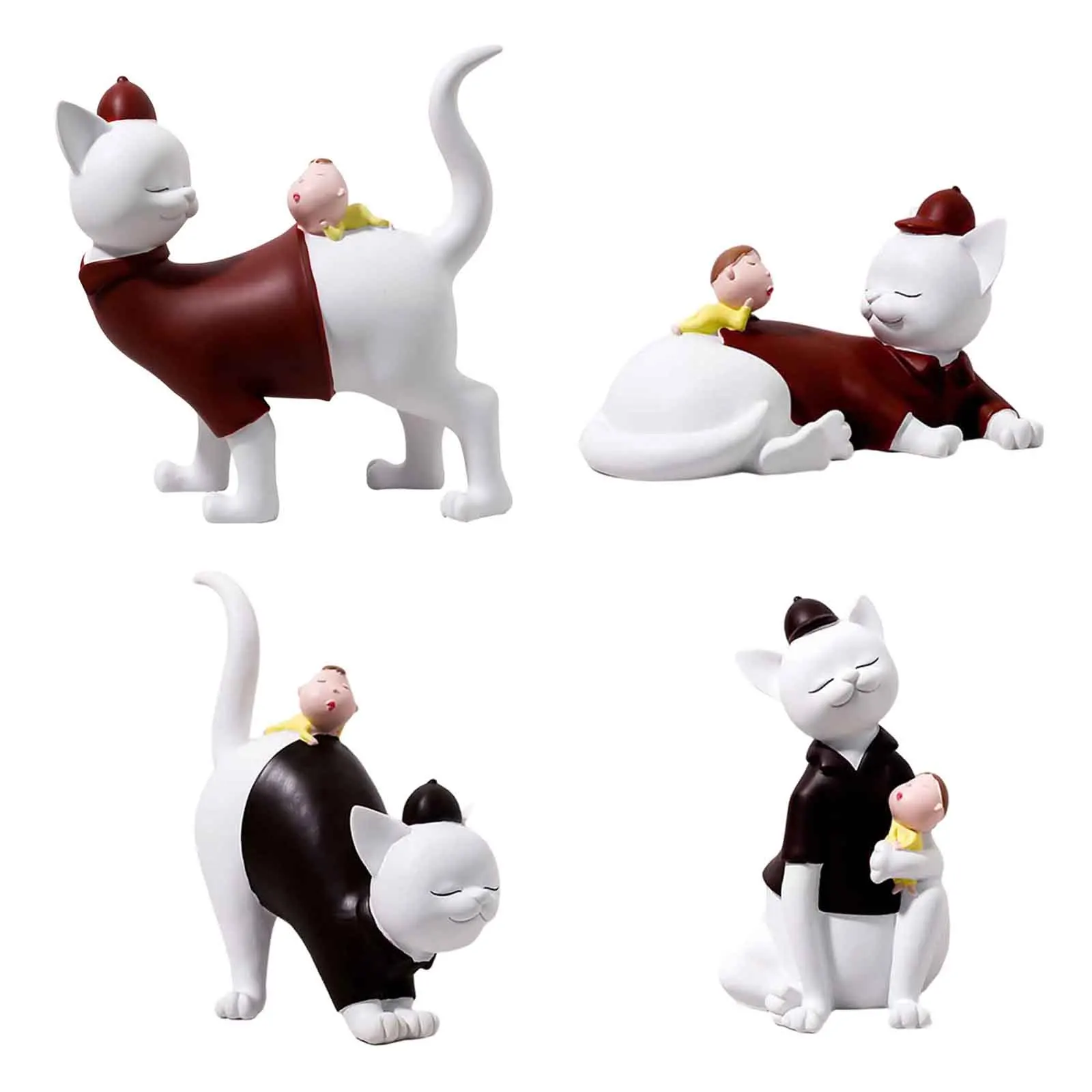 

Скандинавская статуэтка кошки с маленькими котятами, скульптура для винного шкафа, для свадьбы, для мальчиков и девочек