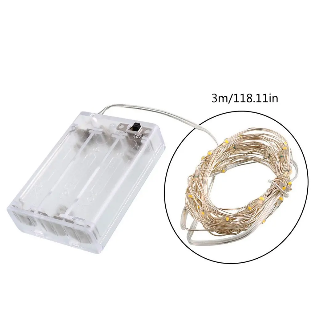 3 метра 30 светильник батарейный блок медная проволока гирлянда праздничный