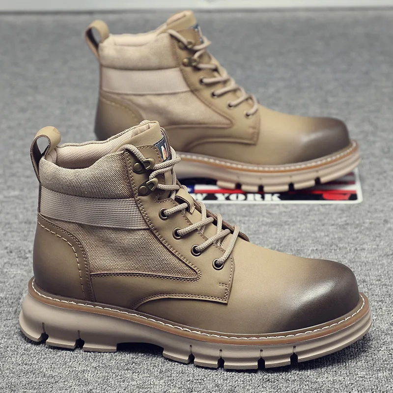 

2020 Genuine Leather Shoes Men Ankle Boots Autumn Early Winter Boots Fashion Brand Male Footwear Thick Sole Non-slip A2841