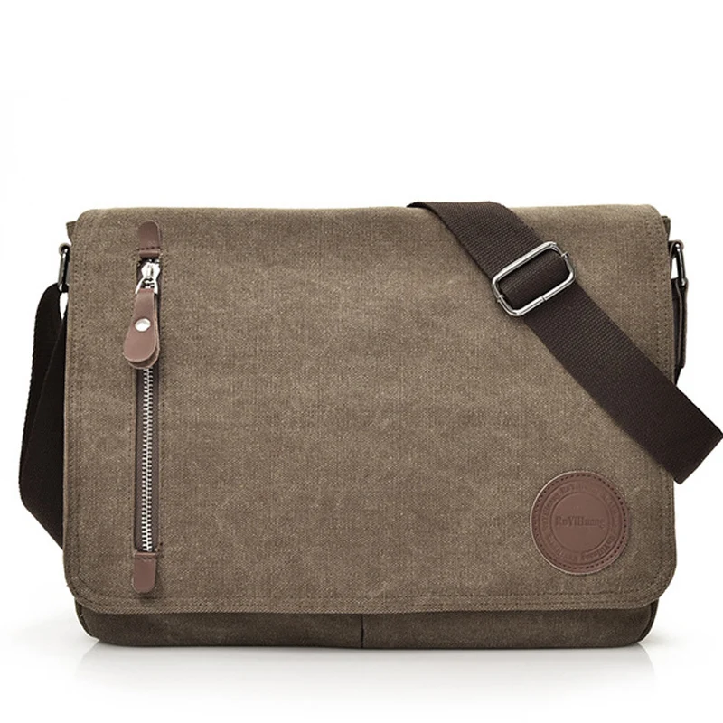 

2021 new European and American men's bags trend canvas bag men's casual shoulder bag large capacity simple messenger bag