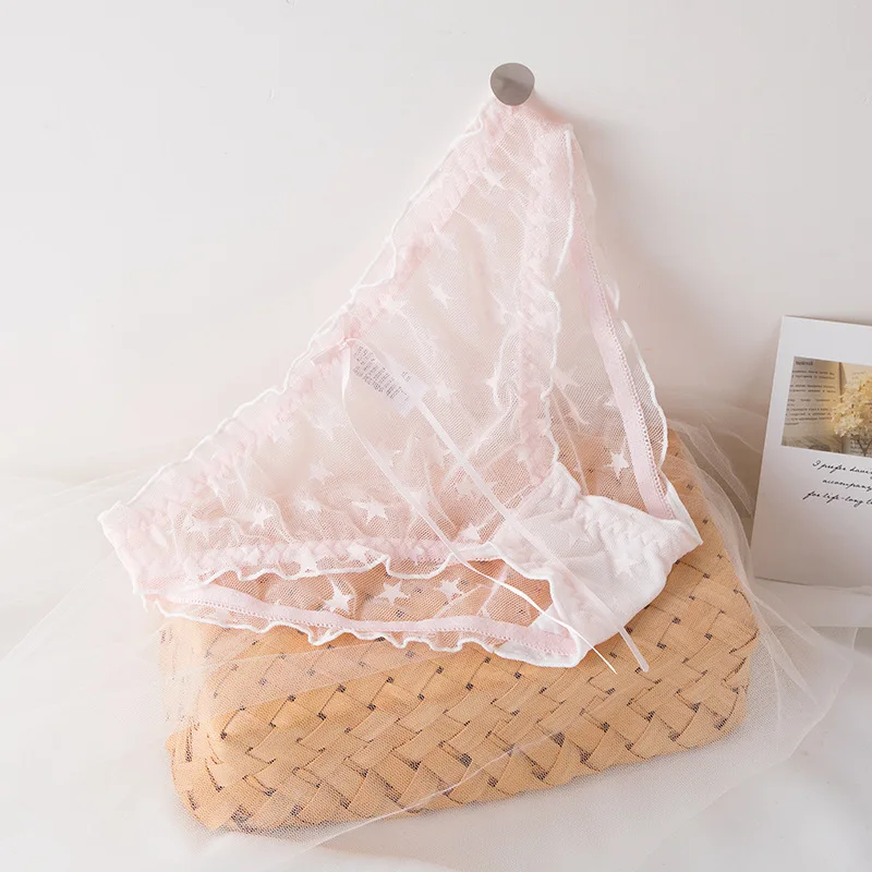 

Сексуальное Кружевное Сетчатое нижнее белье для девушек, бесшовные трусики для женщин, хлопковые милые женские стринги с бантом, женское та...