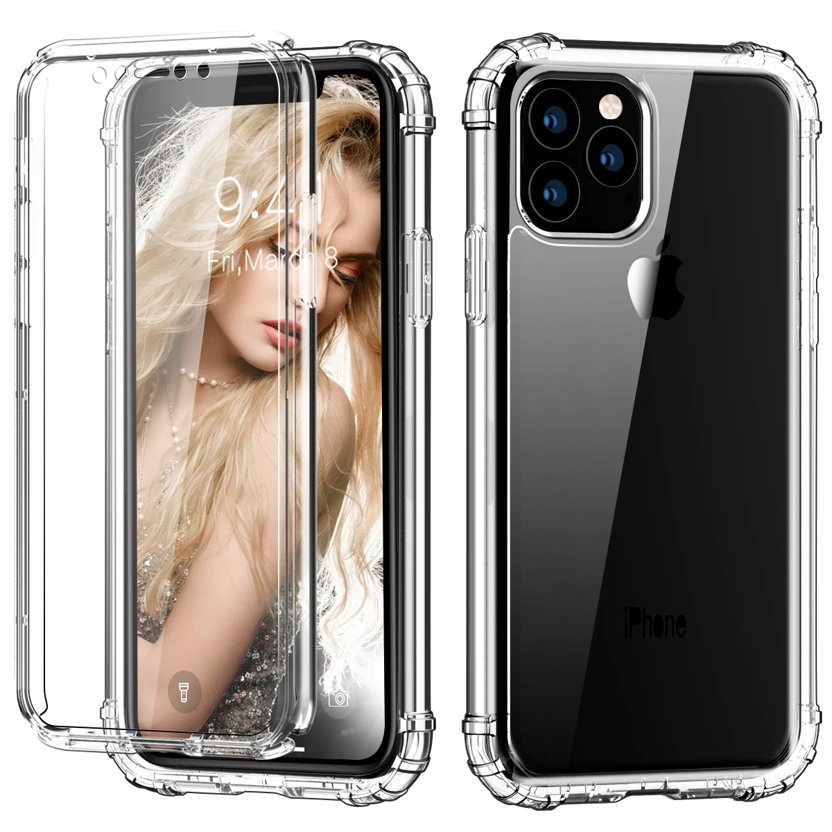 Чехол для iPhone 11 Pro Max защита экрана всего тела ударопрочный Двухслойный защитный