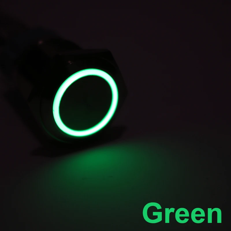green light 16 мм металлический кнопочный переключатель кнопка включения Водонепроницаемый на плоской подошве круглая кнопка Светодиодный светильник с встроенной функцией спуска затвора само-кнопка сброса 1NO1NC 6V 12V - Цвет: green light