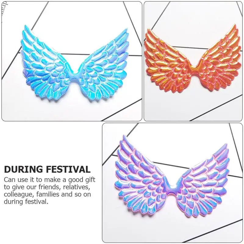 12 шт. DIY Радужный нашивки крылья разноцветные ангельские заколка для волос