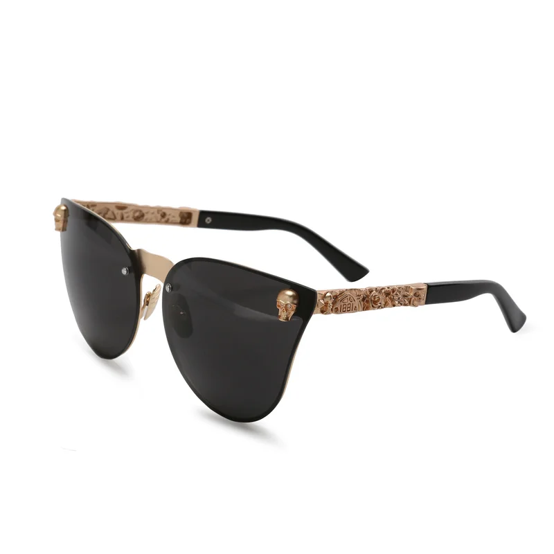 

Fashion Women Gothic Eyewear Skull Frame Metal Temple Oculos de sol