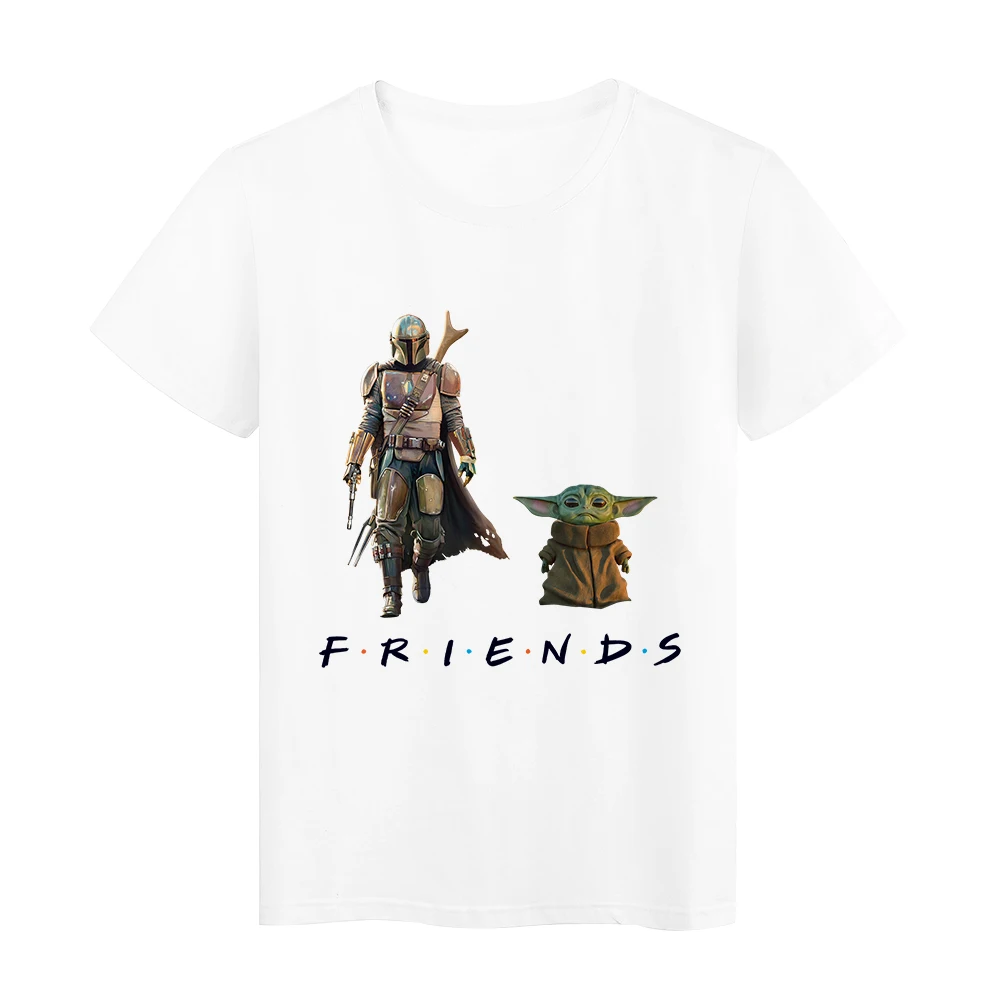 

Disney Women's Short Sleeve Tee shirt The Mandalorian Best Friends New T-shirts Cute Baby Yoda Teens Popular Clothing Movie Fans