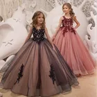 Цветочные платья для девочек, кружевные цветочные платья для девочек на свадьбу, платье для первого причастия вечерние платье принцессы для выпускного вечера, пышные платья