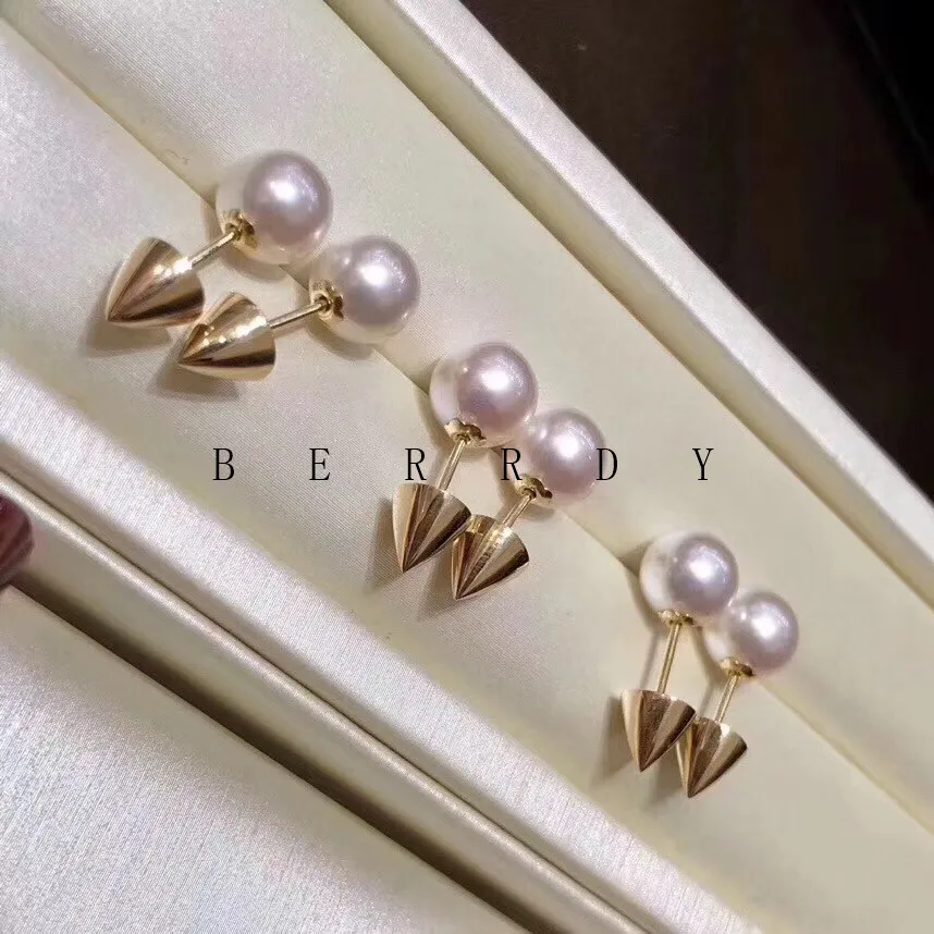 

Genuine AU 750 18K Gold Earrings Mountings Findings Jewelry Settings Accessories Parts for Pearls Agate Coral Crystals Jade