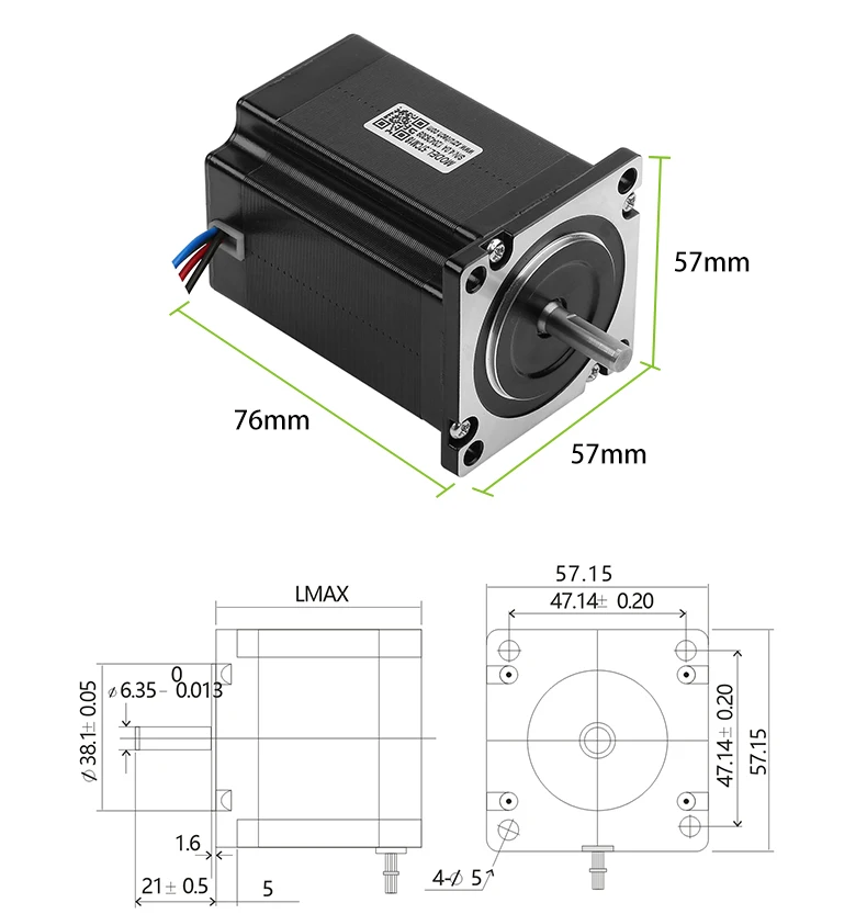 Rtelligent 57CM18 Nema 23 шаговый двигатель 0.9NM-2.2NM 4-свинцовый 57 мм фланцевый шаговый двигатель для гравировального фрезерного станка с ЧПУ
